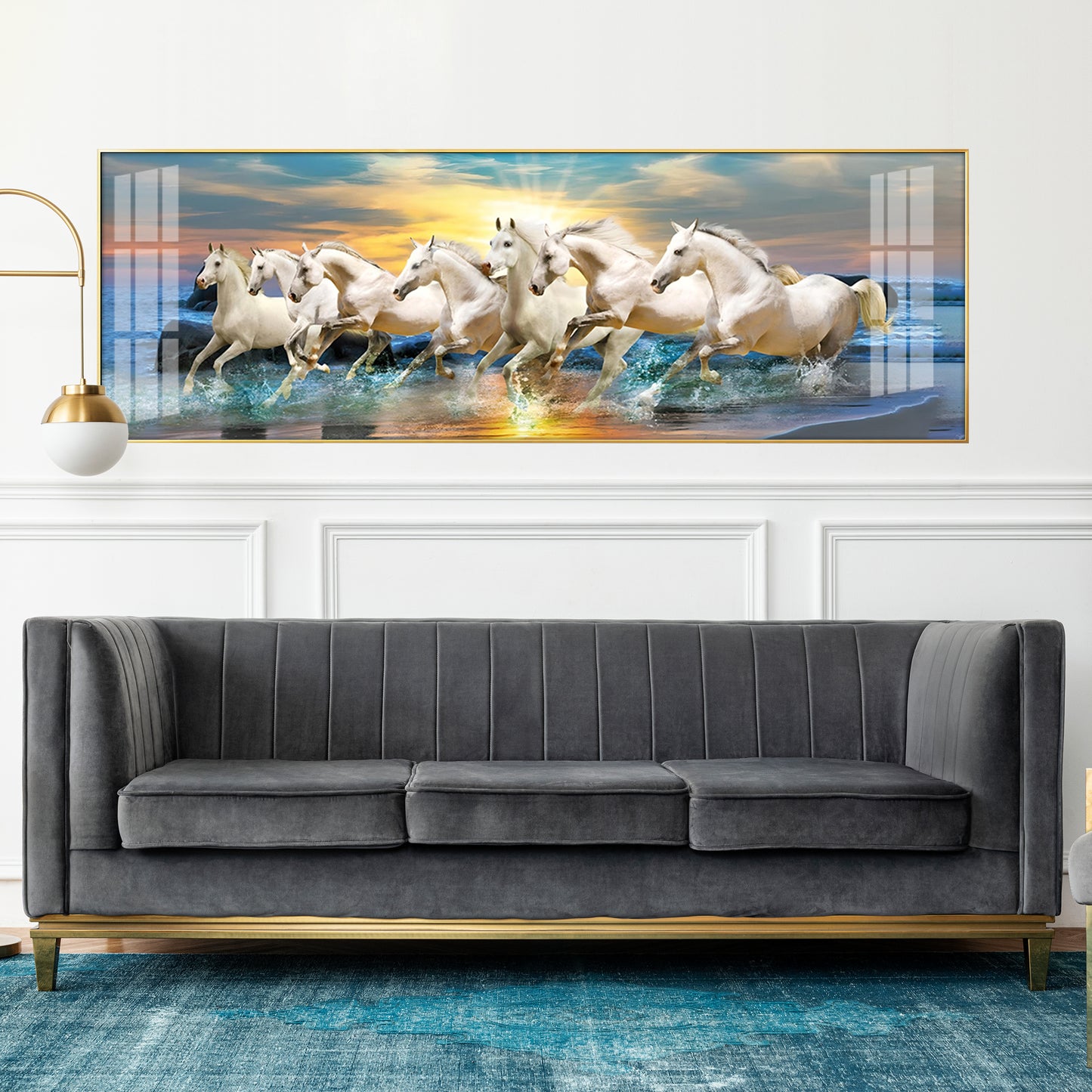 Seven Lucky Running Horses Premium Acrylic Horizontal Wall Art