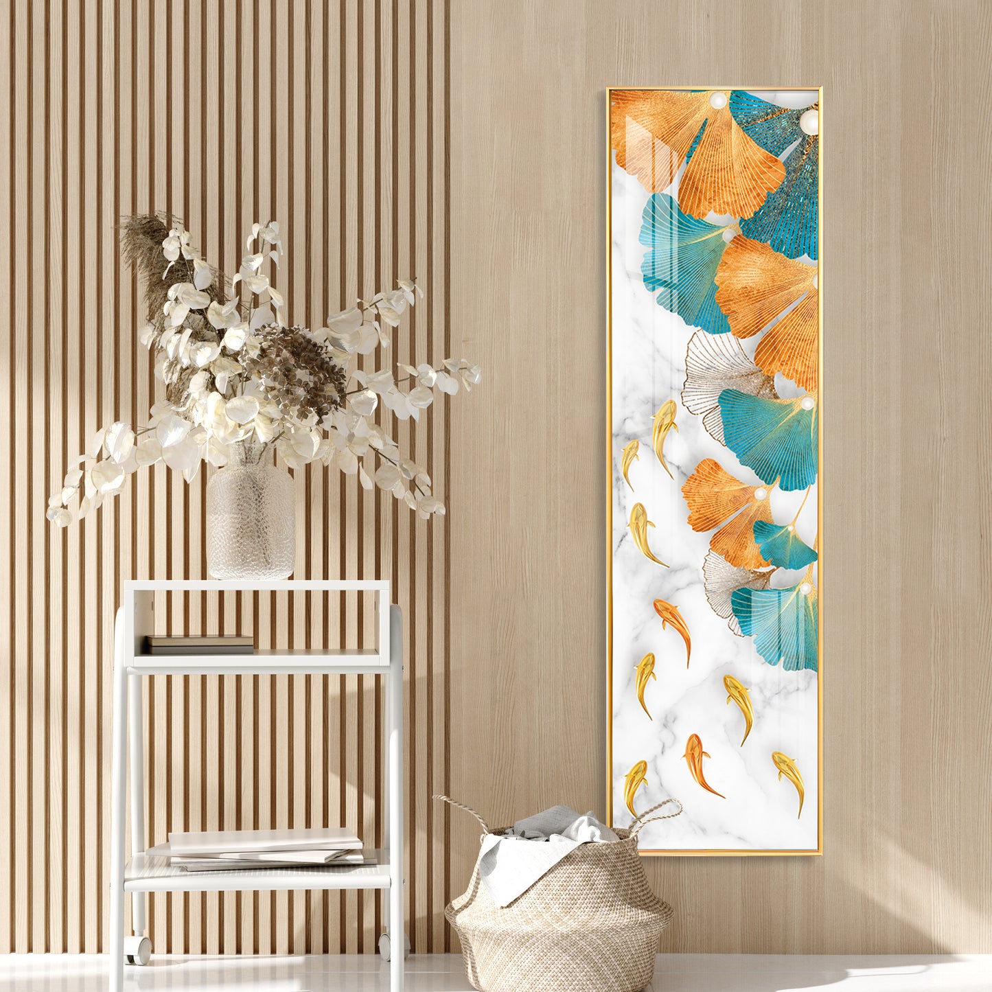 Gingko leaves Fish Premium Acrylic Vertical Wall Art