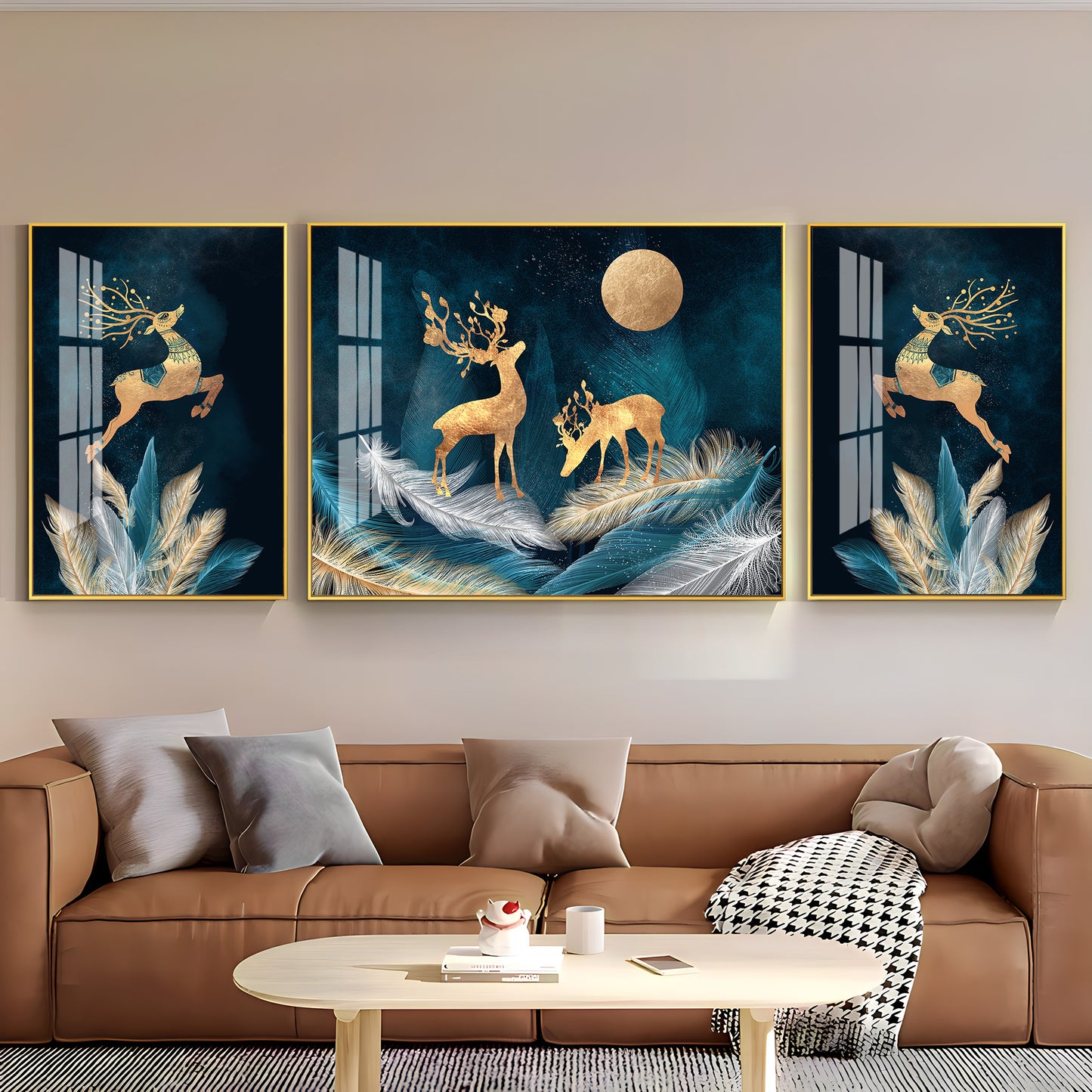 Deer In Paradise Premium Acrylic Wall Art (Set of 3)