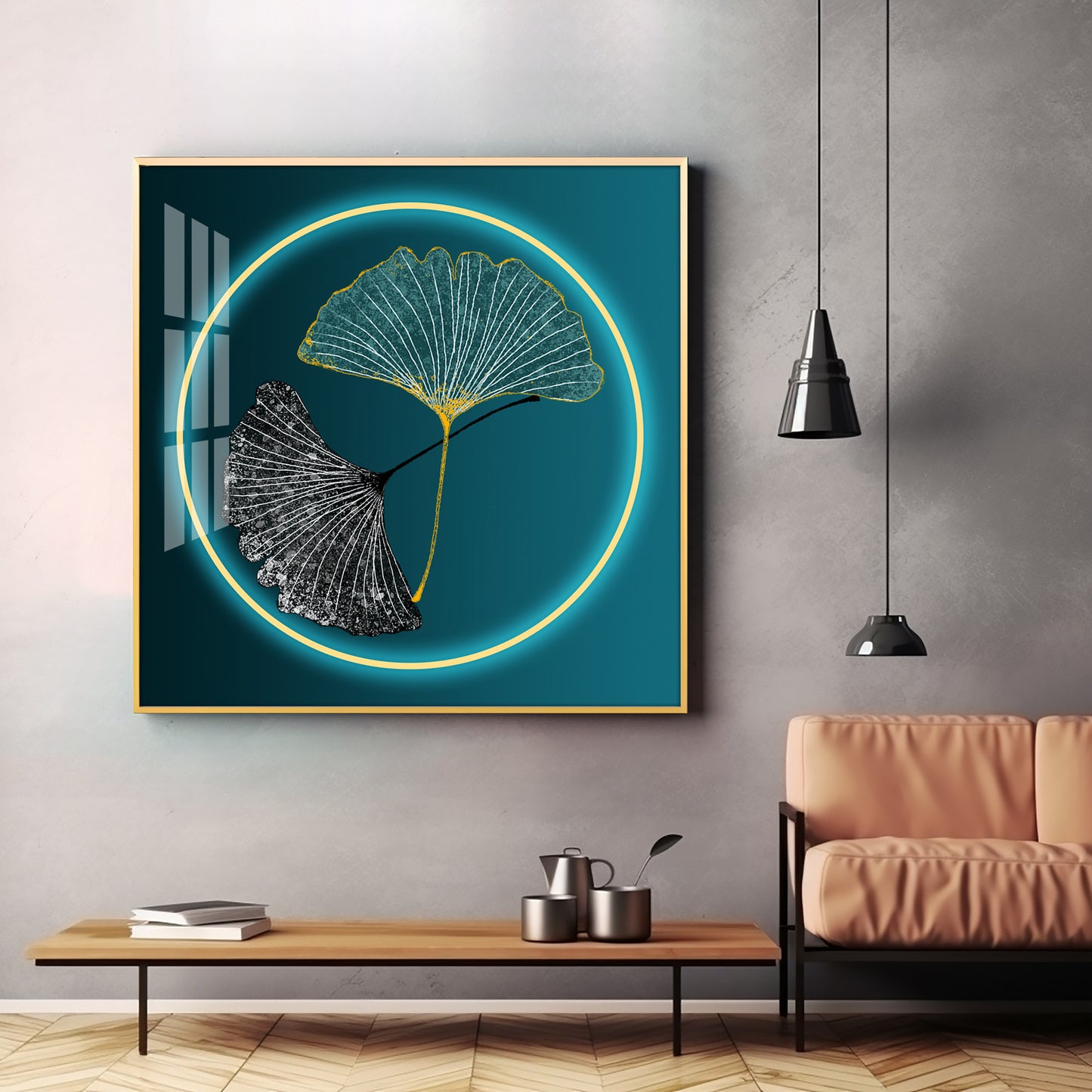 Ginkgo leaf Premium Acrylic Square Wall Art