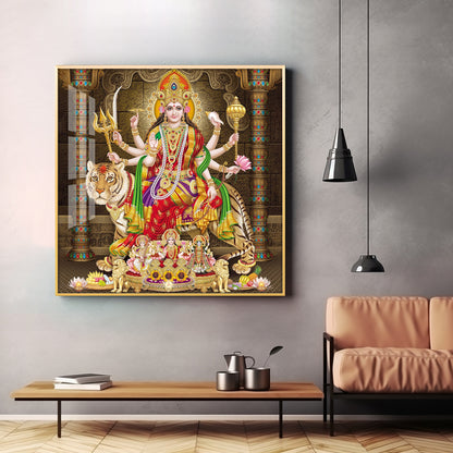 Enchanted Devi Durga Premium Acrylic Square Wall Art