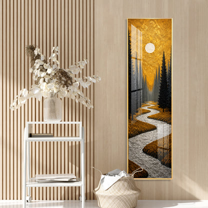 Golden Winding River Forest Premium Acrylic Vertical Wall Art