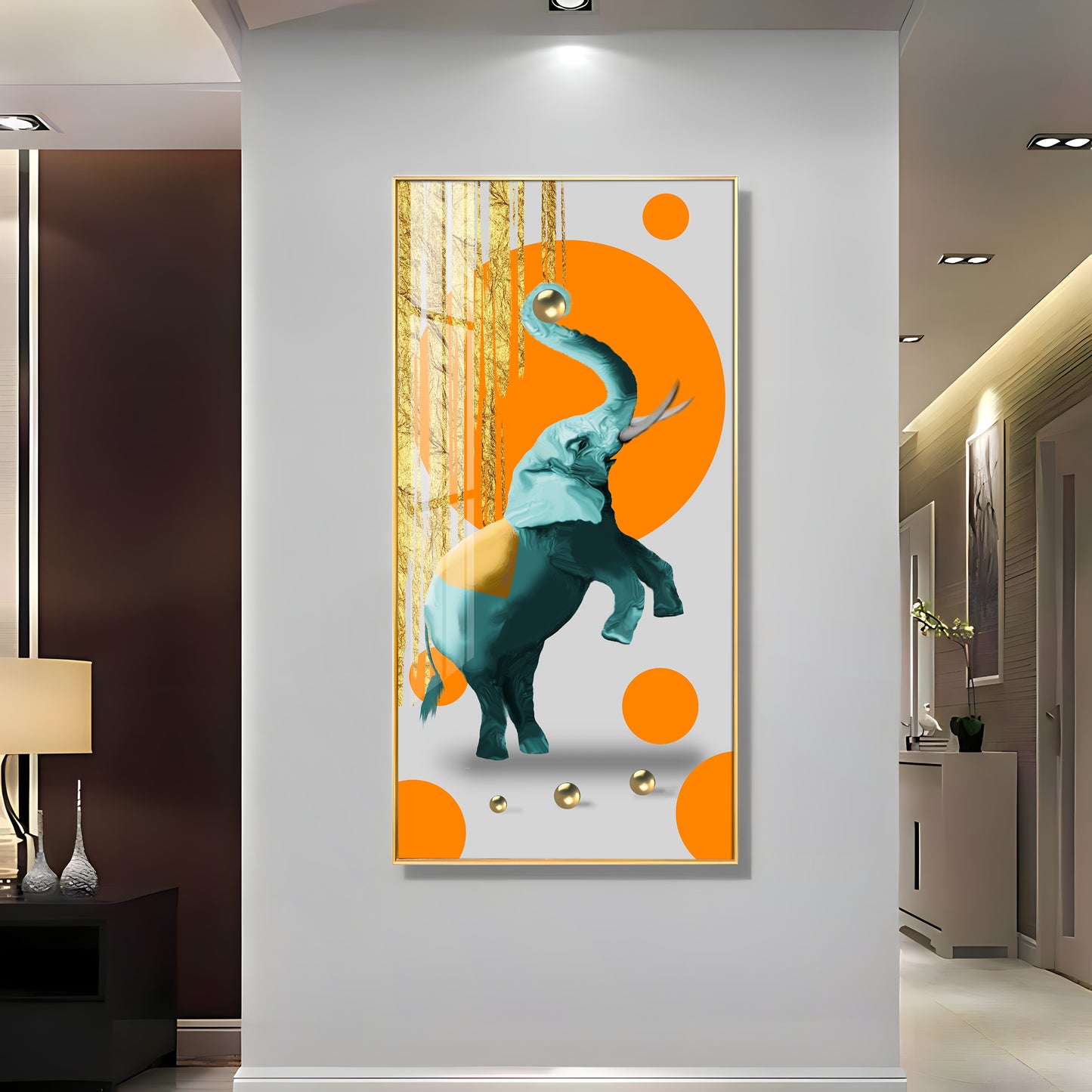 Dancing Elephant Premium Acrylic Vertical Wall Art