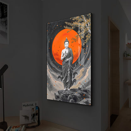 Buddhay Ji Modern Luxury Backlight Vertical Wall Art