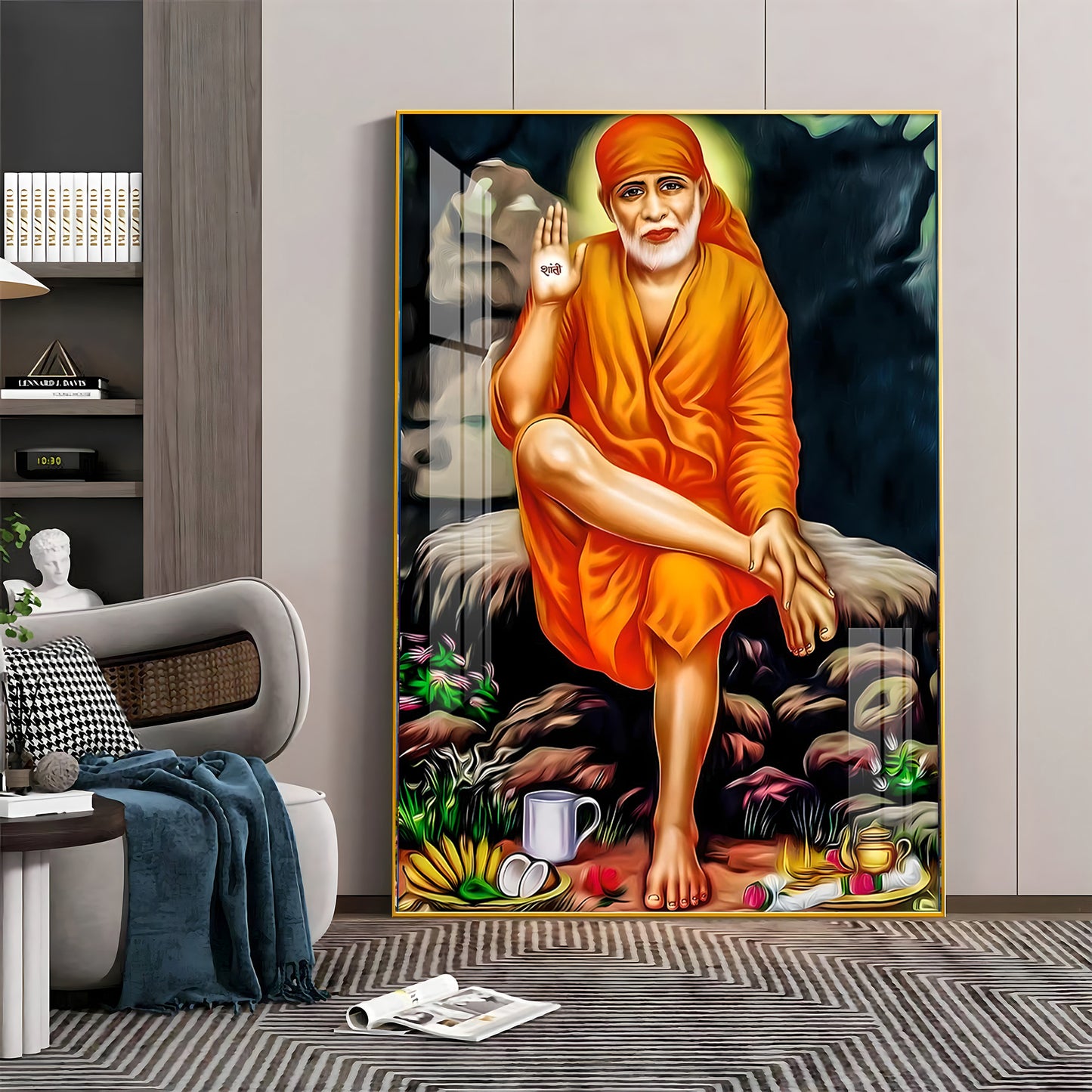 Sri Sai in Tranquil Premium Vertical Acrylic Wall Art