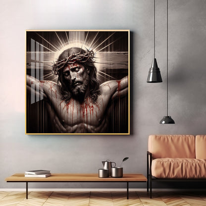 Jesus Crucified Premium Acrylic Square Wall Art