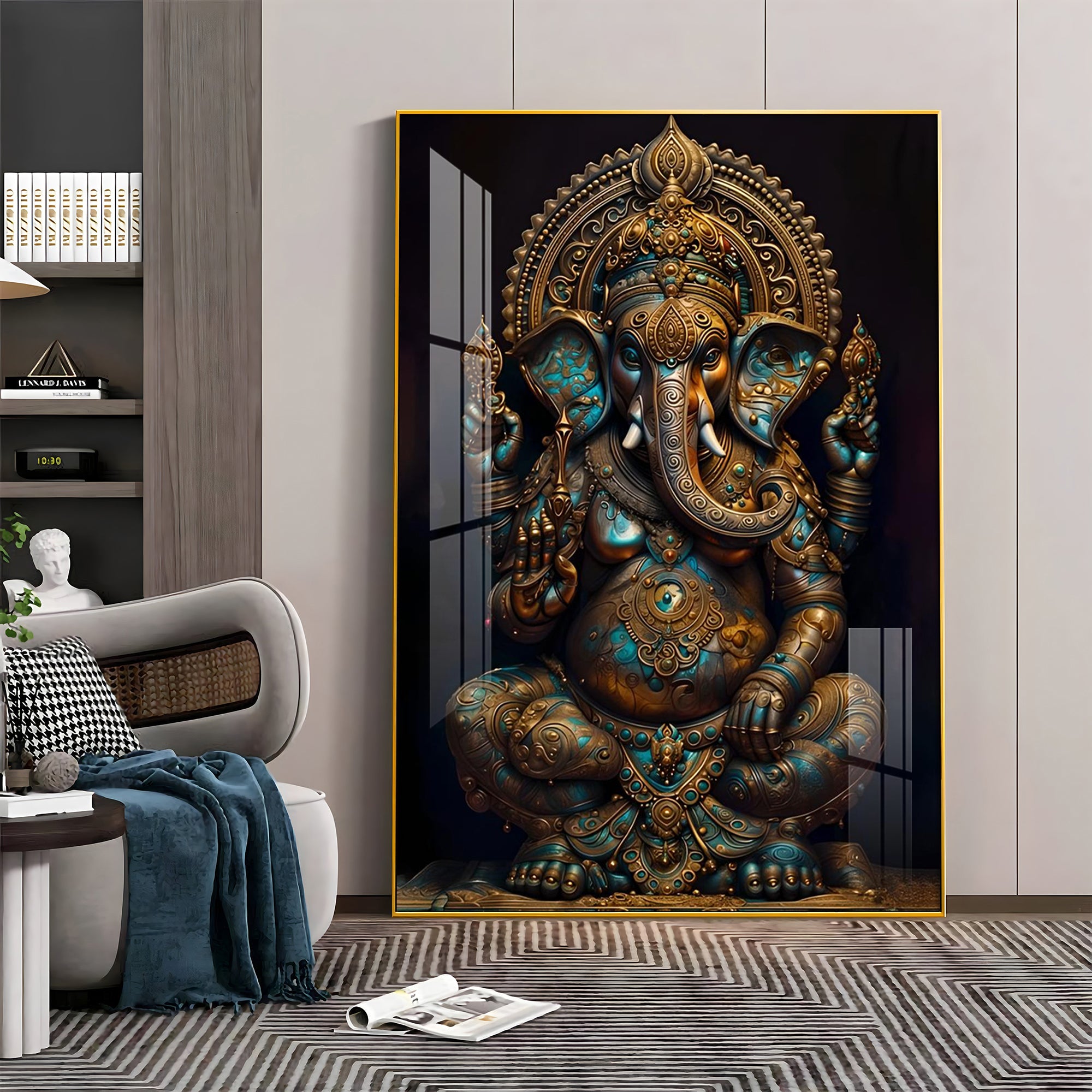 Lord Ganesha Premium Acrylic Vertical Wall Art