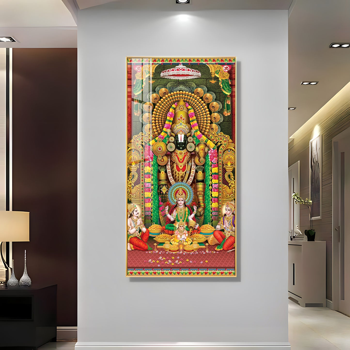 Lord Venkateswara With Lakshmi Ji Premium Acrylic Vertical Wall Art