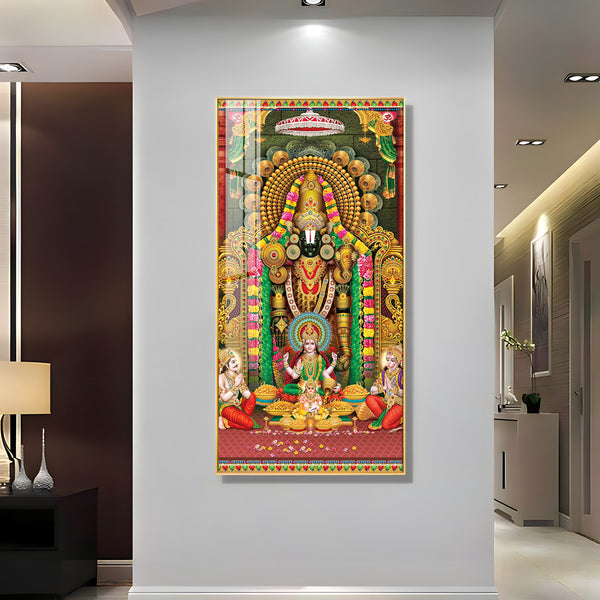 Buy Lord Venkateswara With Lakshmi Ji Premium Acrylic Vertical Wall Art ...