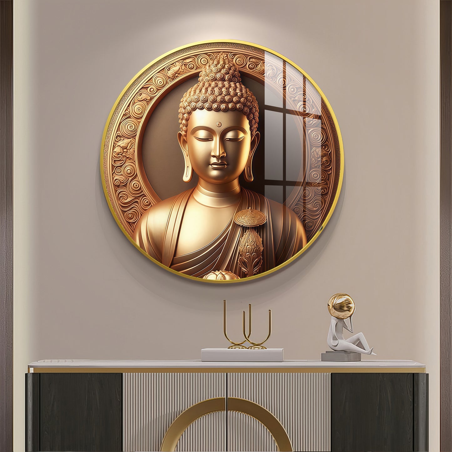 Blessings Of Buddha Premium Acrylic Round Wall Art