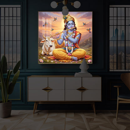 Divine Krishna Modern Luxury Backlight Square Wall Art