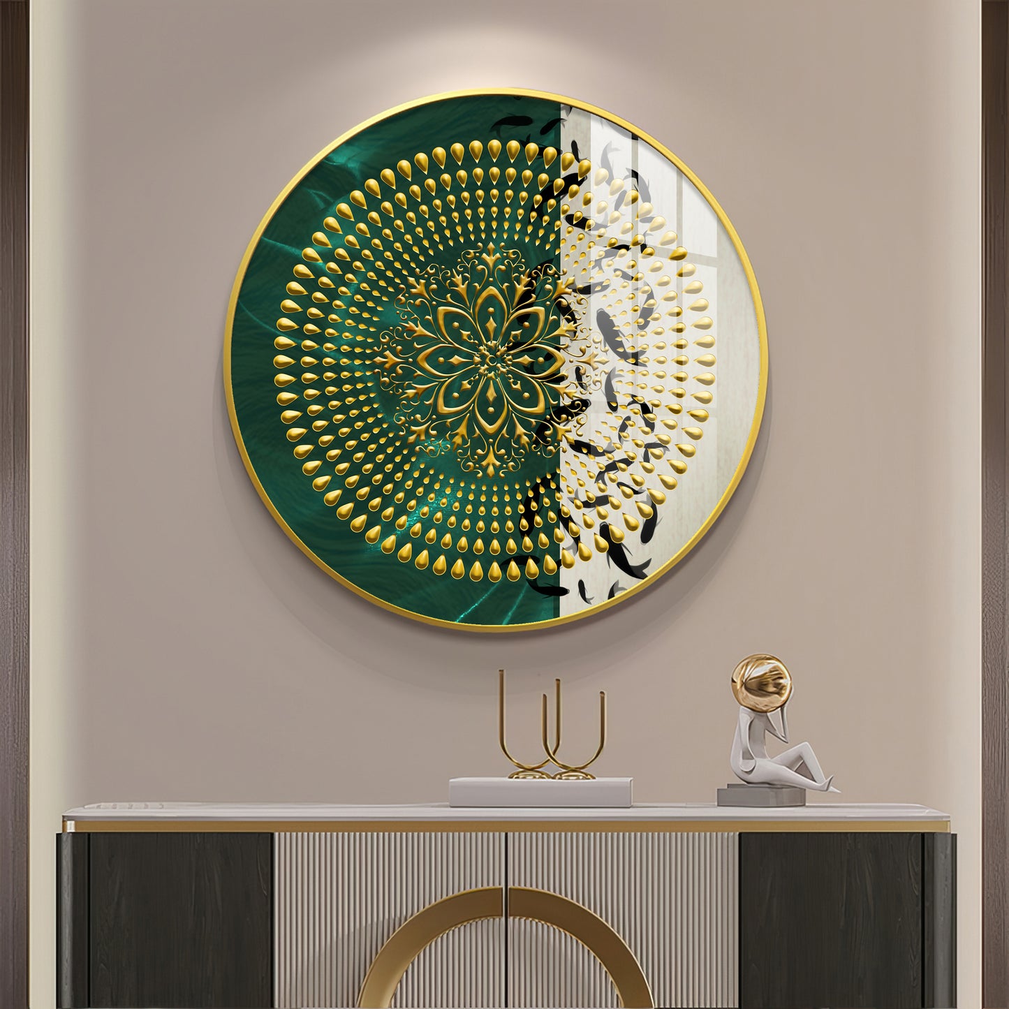 Golden Grove Premium Acrylic Round Wall Art