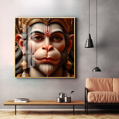 Lord Hanuman Premium Acrylic Square Wall Art