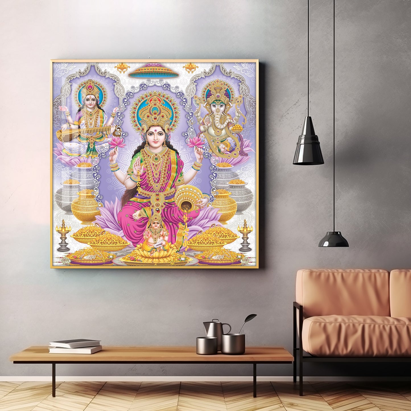 Maa Laxmi Deity Premium Acrylic Square Wall Art