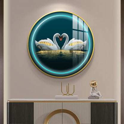Swan Symphony Premium Acrylic Round Wall Art