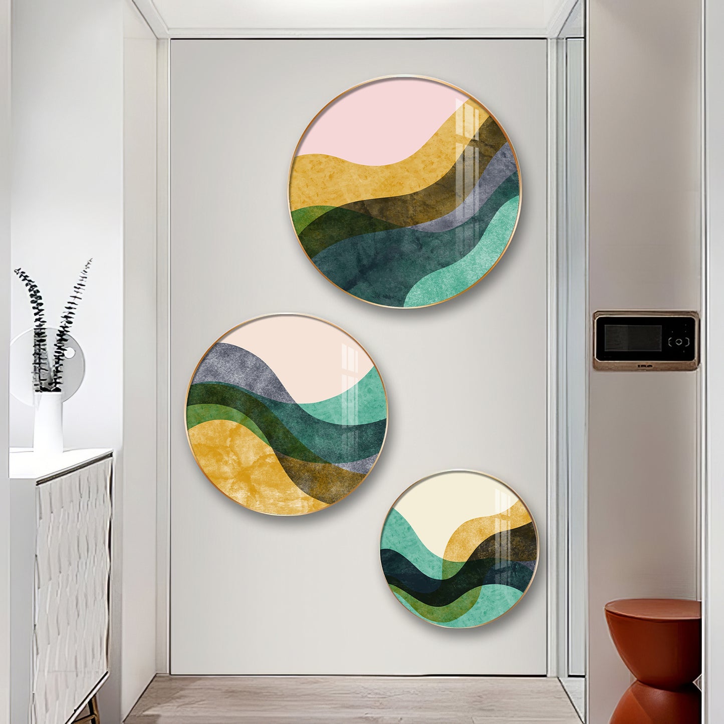 Wave Abstract Premium Acrylic Round Wall Art (Set of 3)