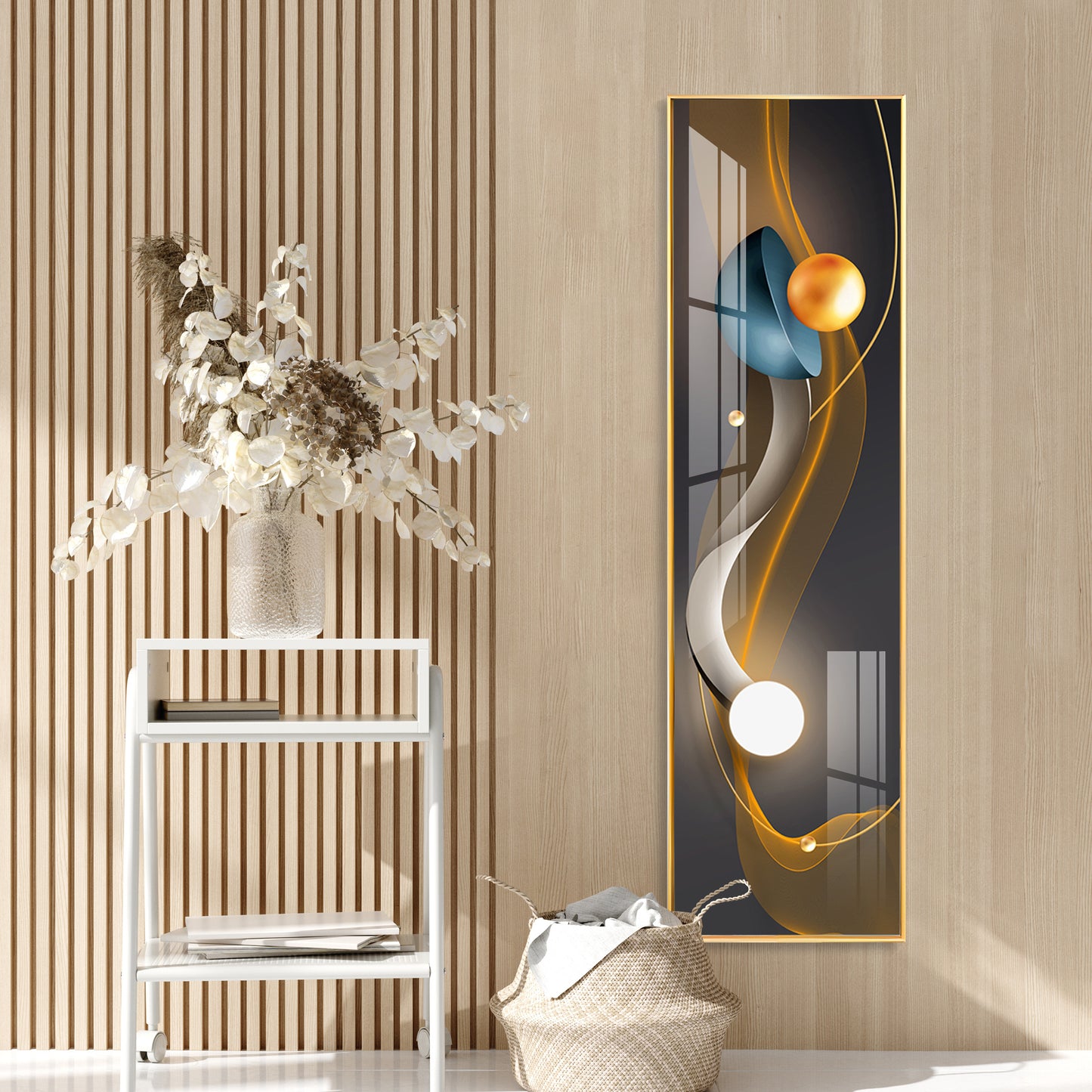 Blue Ember Radiance Premium Acrylic Vertical Wall Art