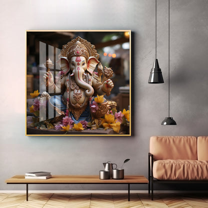 Karya Siddh Ganesh Premium Acrylic Square Wall Art