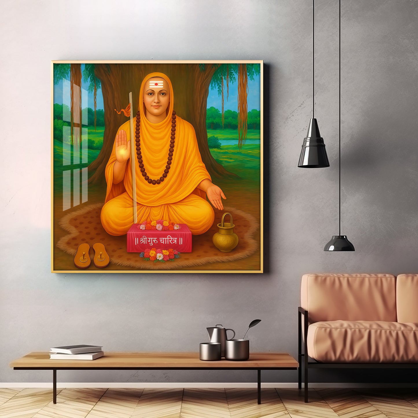 Shree Narasimha Saraswati Swami Premium Acrylic Square Wall Art