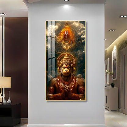 Sankatmochan Hanuman Premium Acrylic Vertical Wall Art