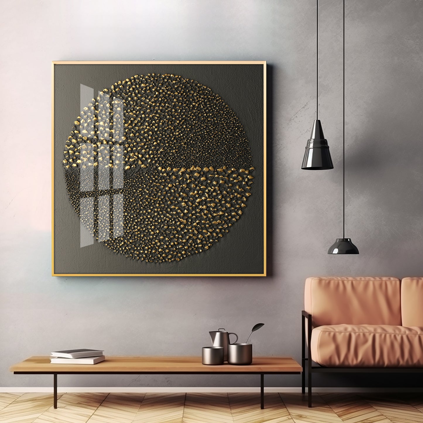 Gold Textured Premium Acrylic Square Wall Art