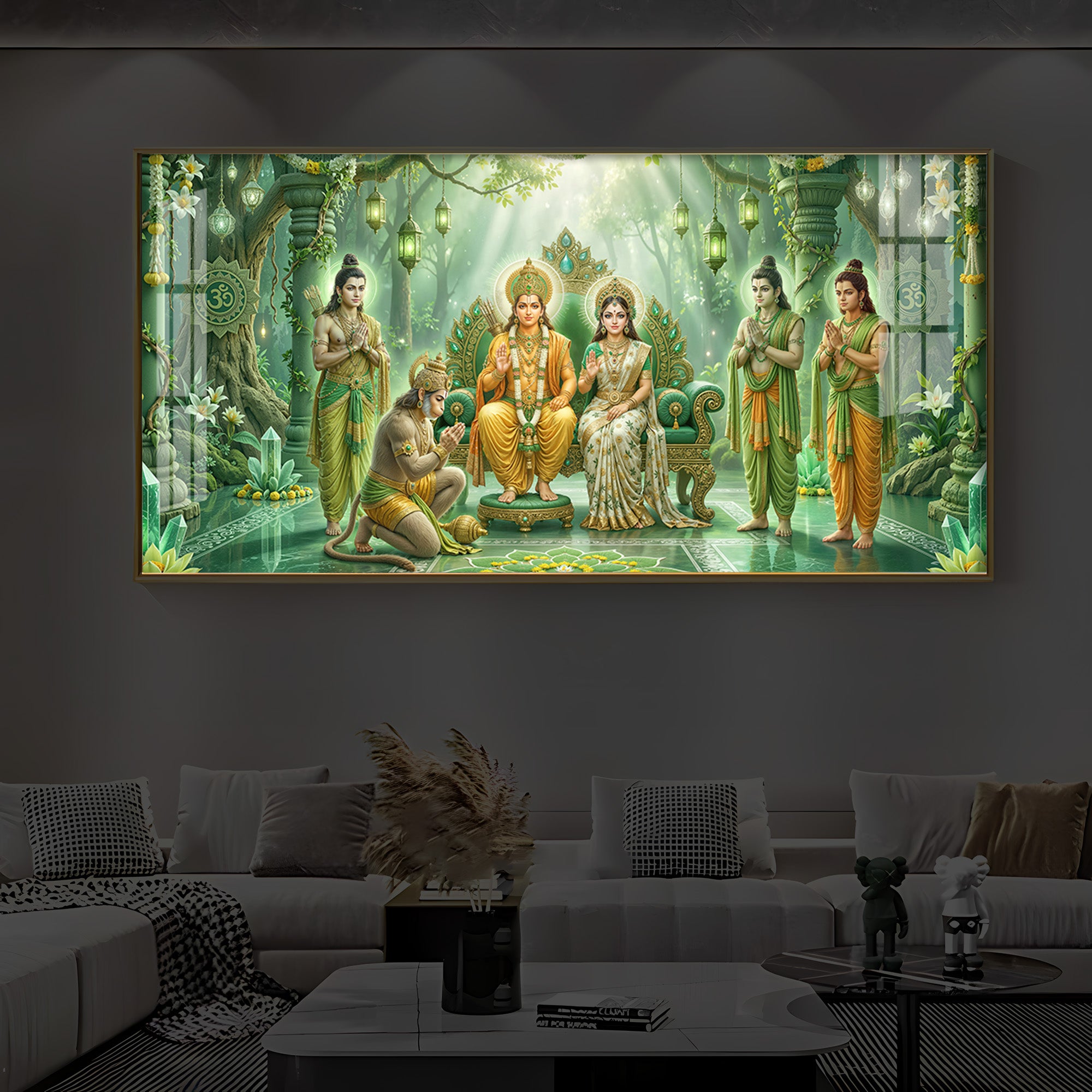 Siya Ram Ji Modern Luxury Backlight Horizontal Wall Art