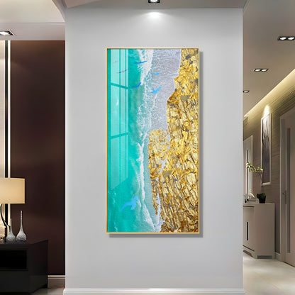 Beach of Gold Premium Acrylic Vertical Wall Art