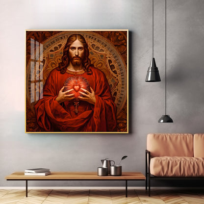 Christ's Heart Revelation Premium Acrylic Square Wall Art