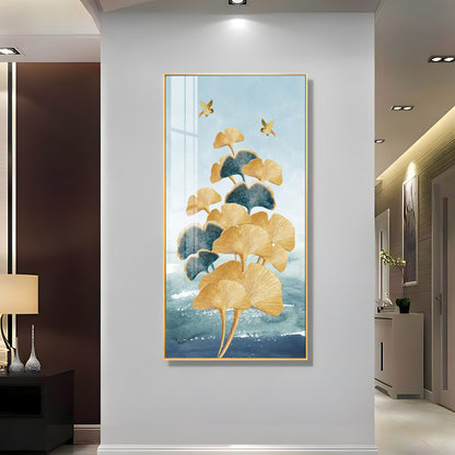 Colorful Biloba Leaves Luxury Crystal Wall Art