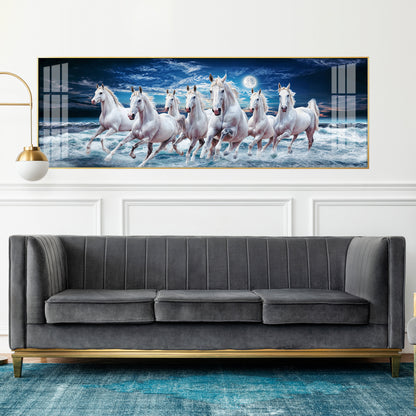 High-Quality Vastu Seven Running Horse Premium Acrylic Horizontal Wall Art