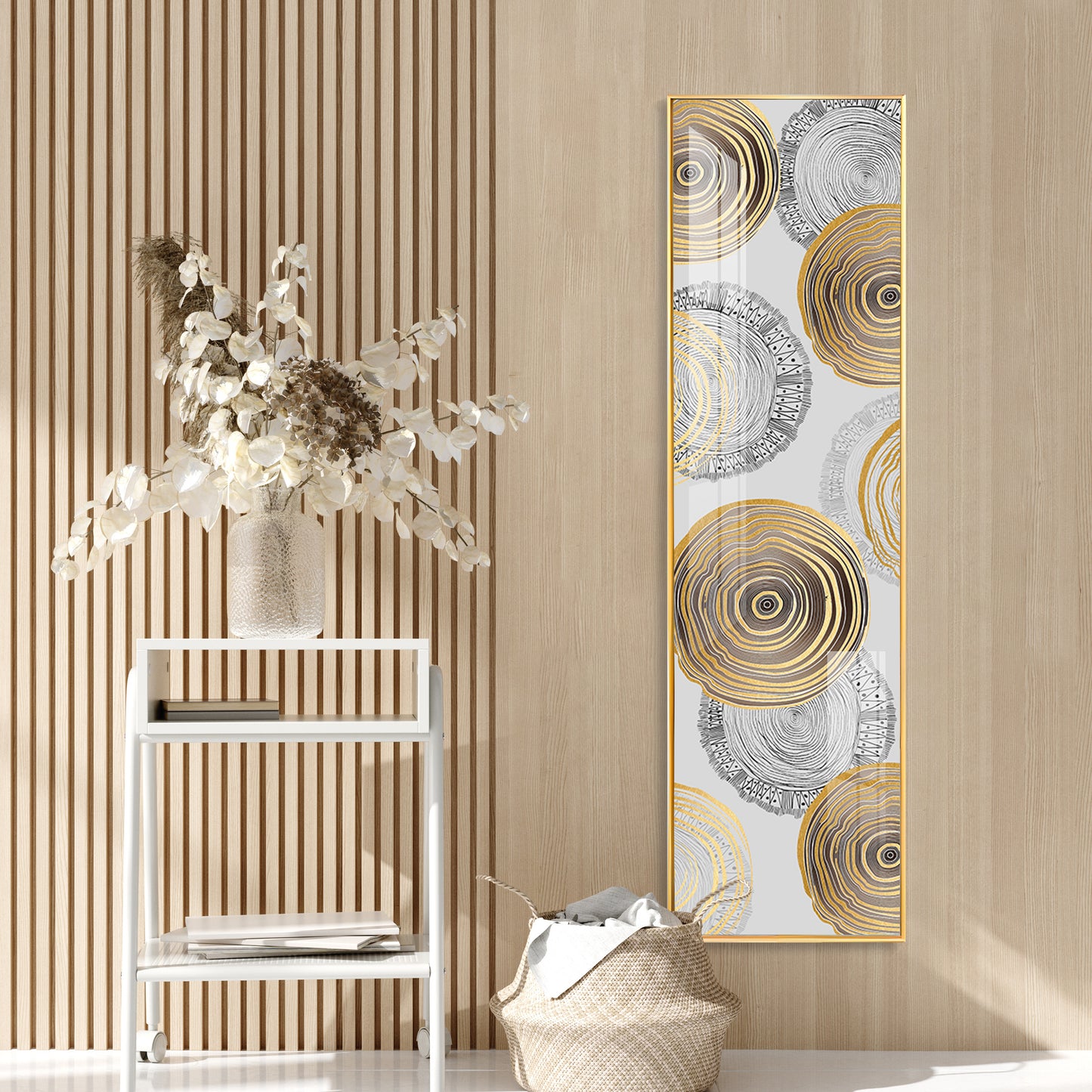 Spiral Gold & Black Design Premium Acrylic Vertical Wall Art