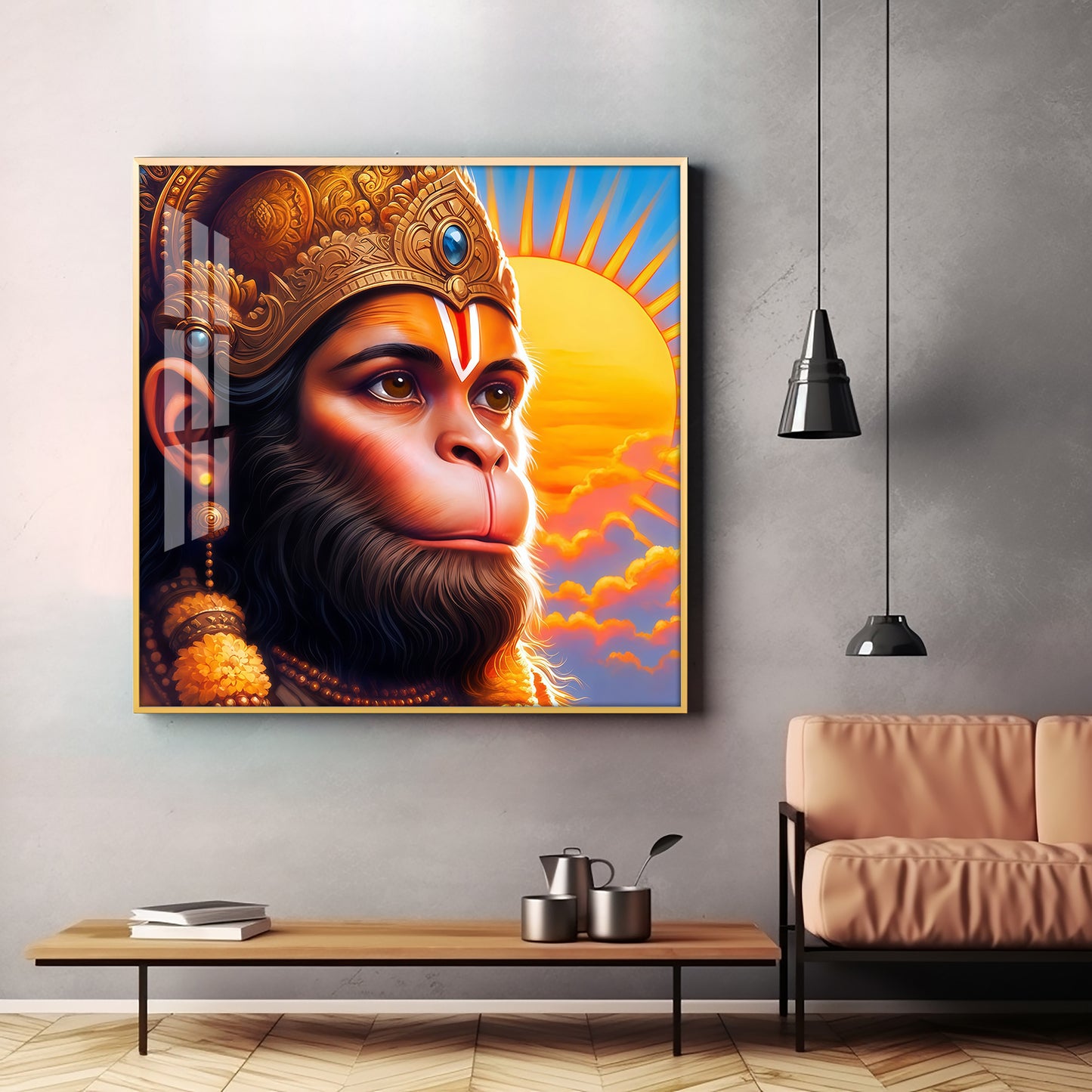 Jai Shri Bajarang Bali Premium Acrylic Square Wall Art
