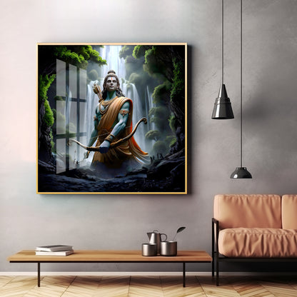 Shree Ram With Bow & Arrow Premium Acrylic Square Wall Art