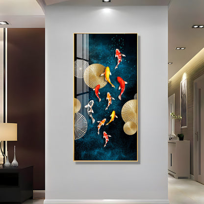 Koi Fish Feng Shui Luxury Crystal Wall Art