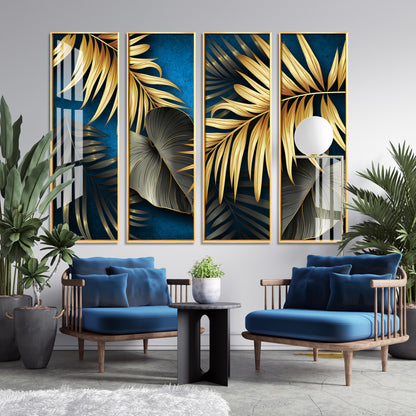 Golden Ferns Premium Acrylic Vertical Wall Art (set of 4)