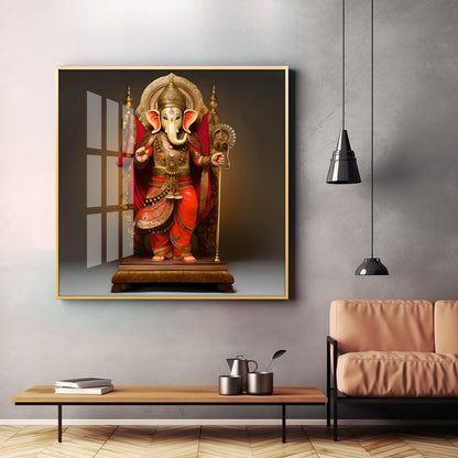 Standing Ganpati Premium Acrylic Square Wall Art