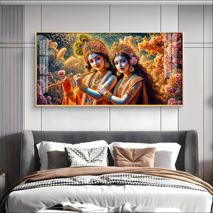 Mystic Radha Krishna Togetherness Premium Acrylic Horizontal Wall Art