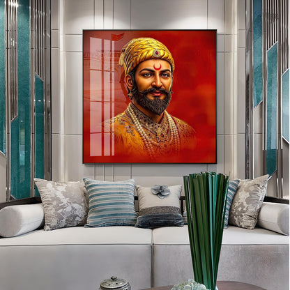 Shivaji Maharaj Ji Premium Acrylic Square Wall Art