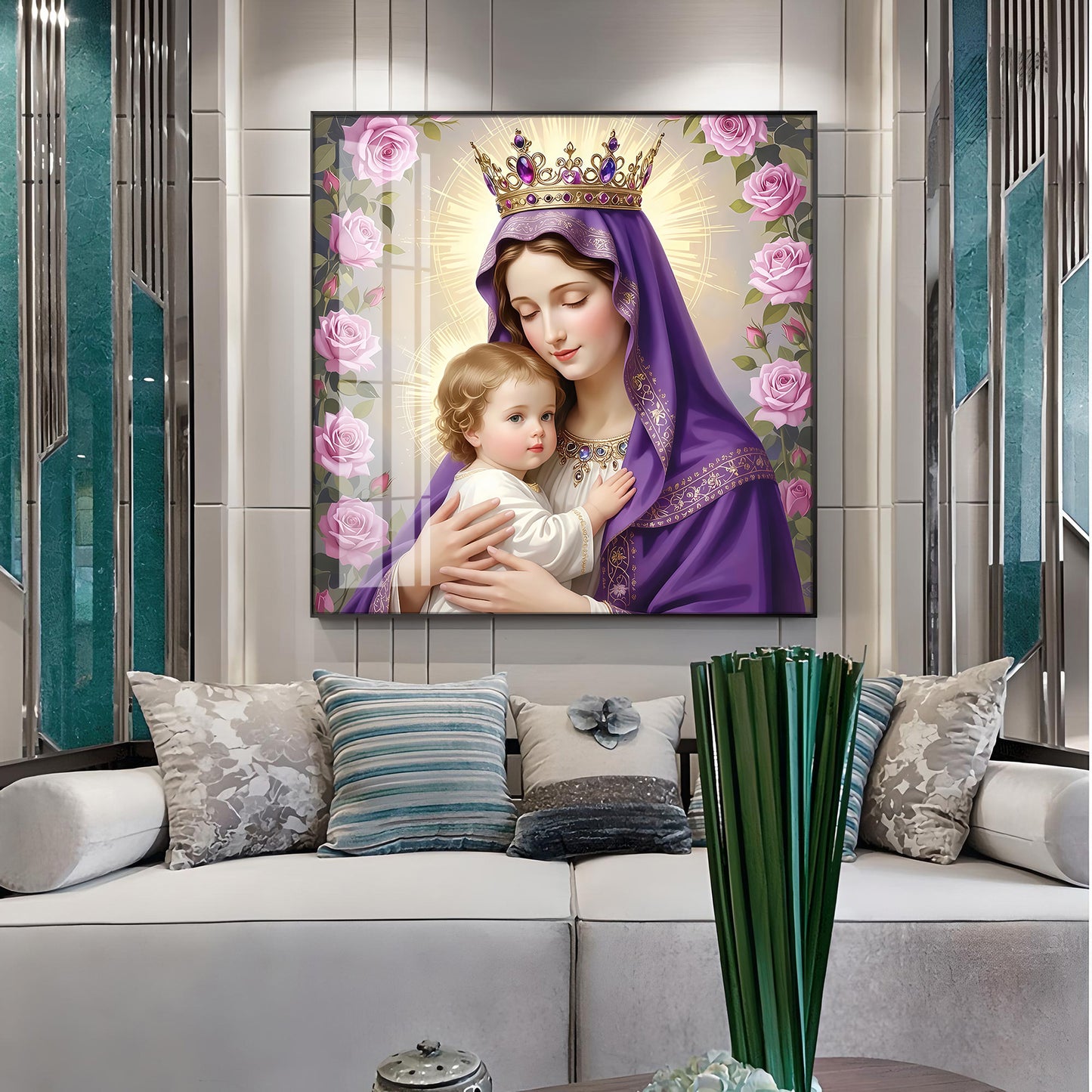 Holy Mother Of God Premium Acrylic Square Wall Art