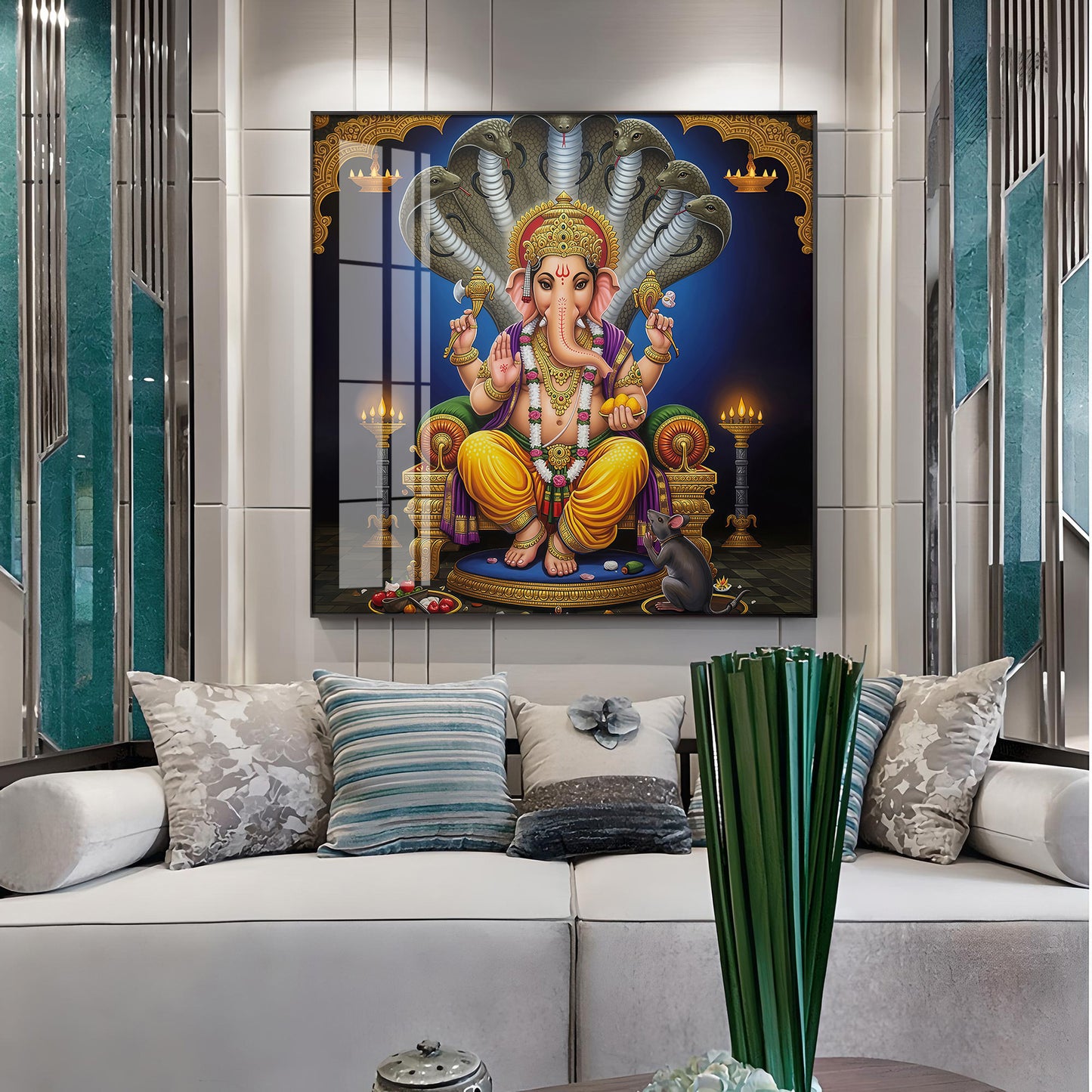 Jai Ganesha Ji Premium Acrylic Square Wall Art