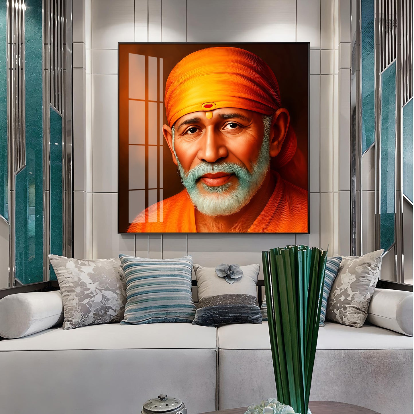 Shridi Sai Baba Premium Acrylic Square Wall Art