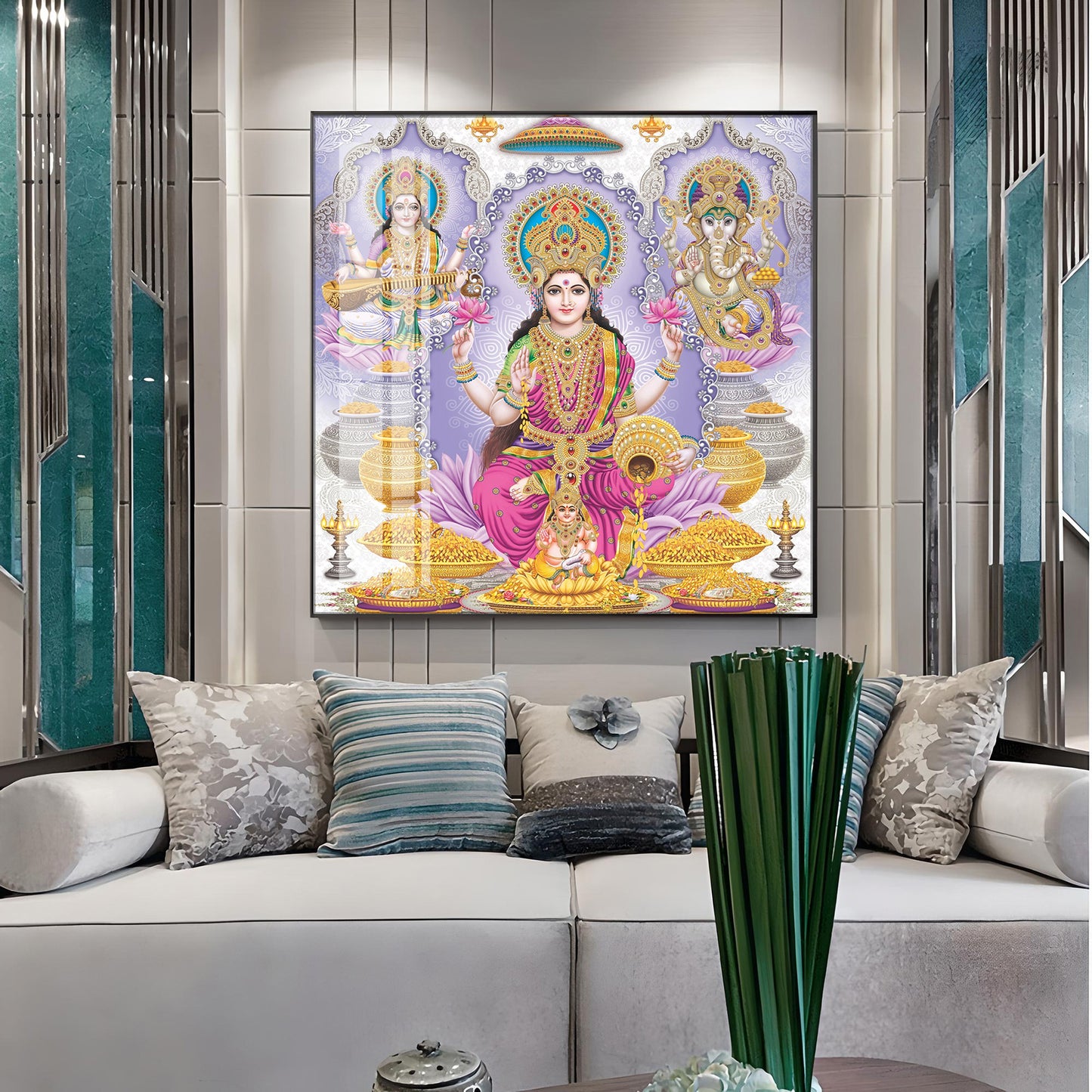 Maa Laxmi Deity Premium Acrylic Square Wall Art