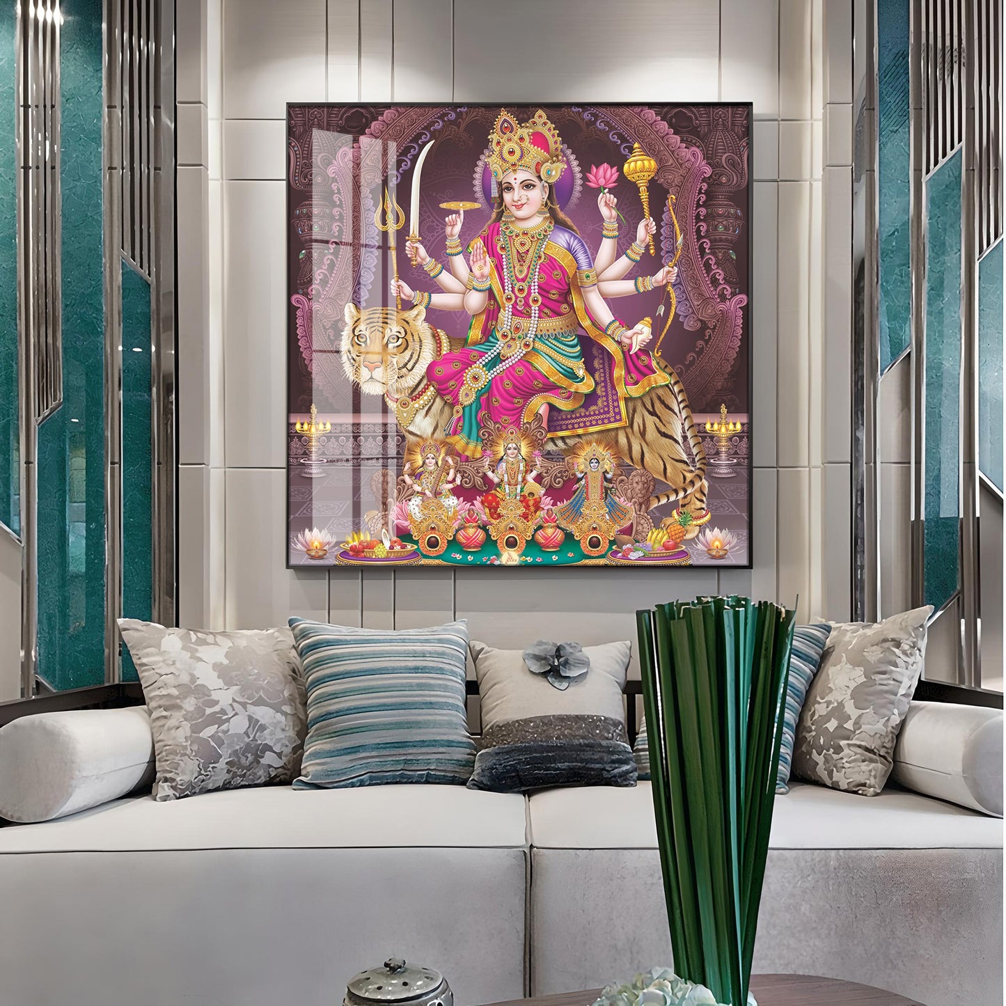 Maa Durga Premium Acrylic Square Wall Art