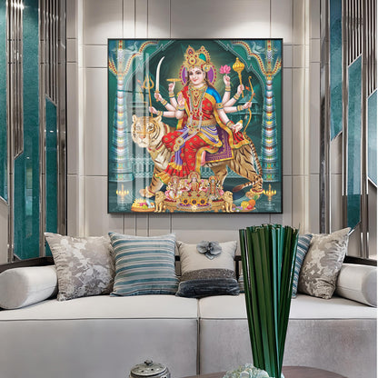 Goddess Durga Maa Radiance Premium Acrylic Square Wall Art