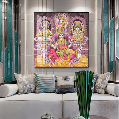 Celestial Harmony Of Deities Premium Acrylic Square Wall Art