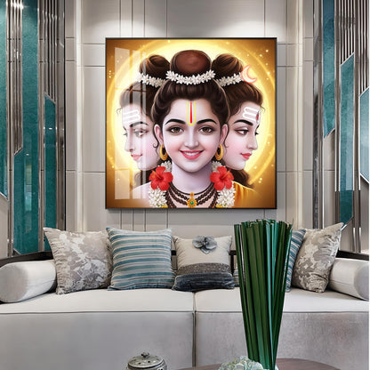 Divine Dattatreya Bhagwan Premium Acrylic Square Wall Art