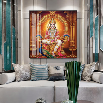 Lord Murugan and His Blessings Premium Acrylic Square Wall Art