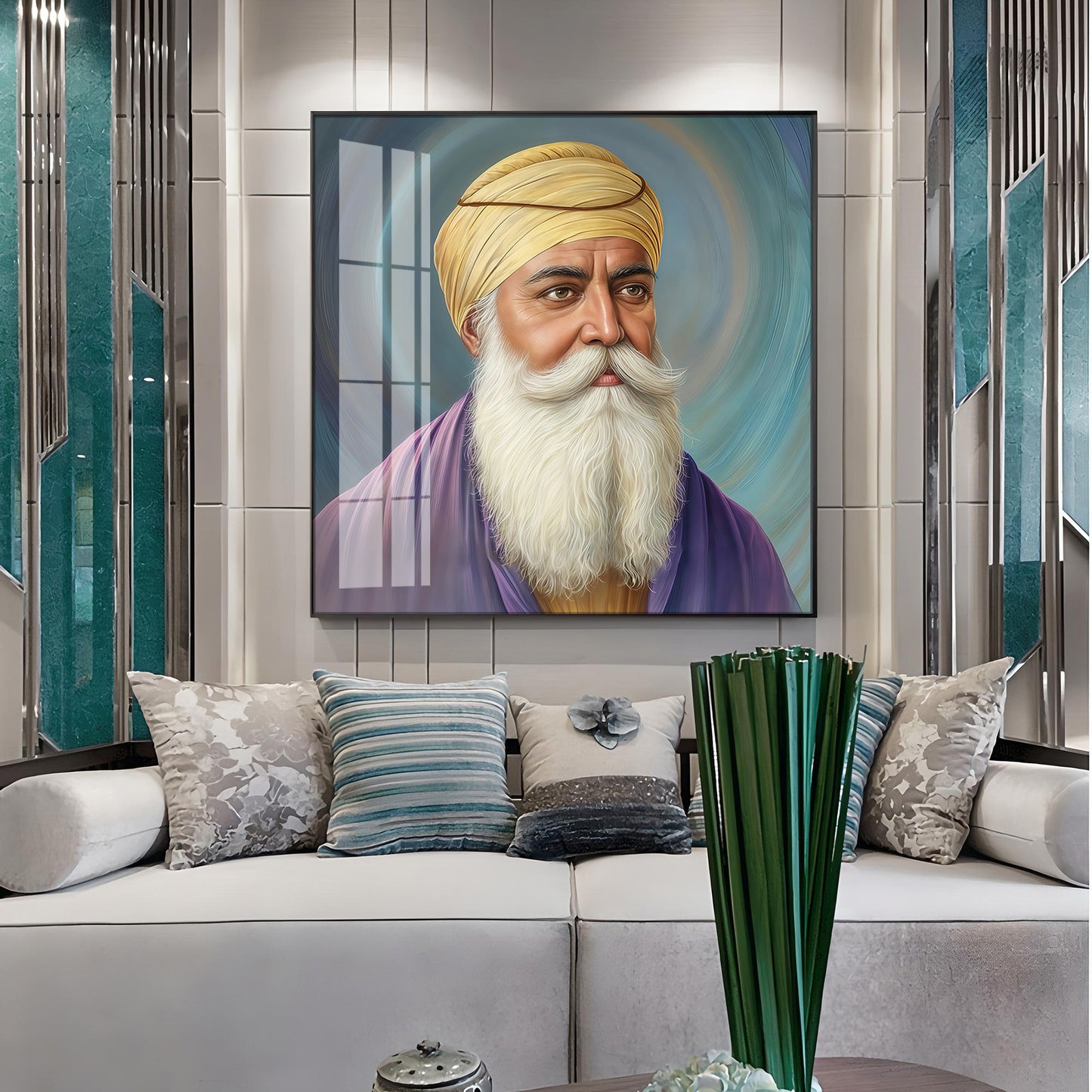 Guru Nanak Sahab Ji Premium Acrylic Square Wall Art
