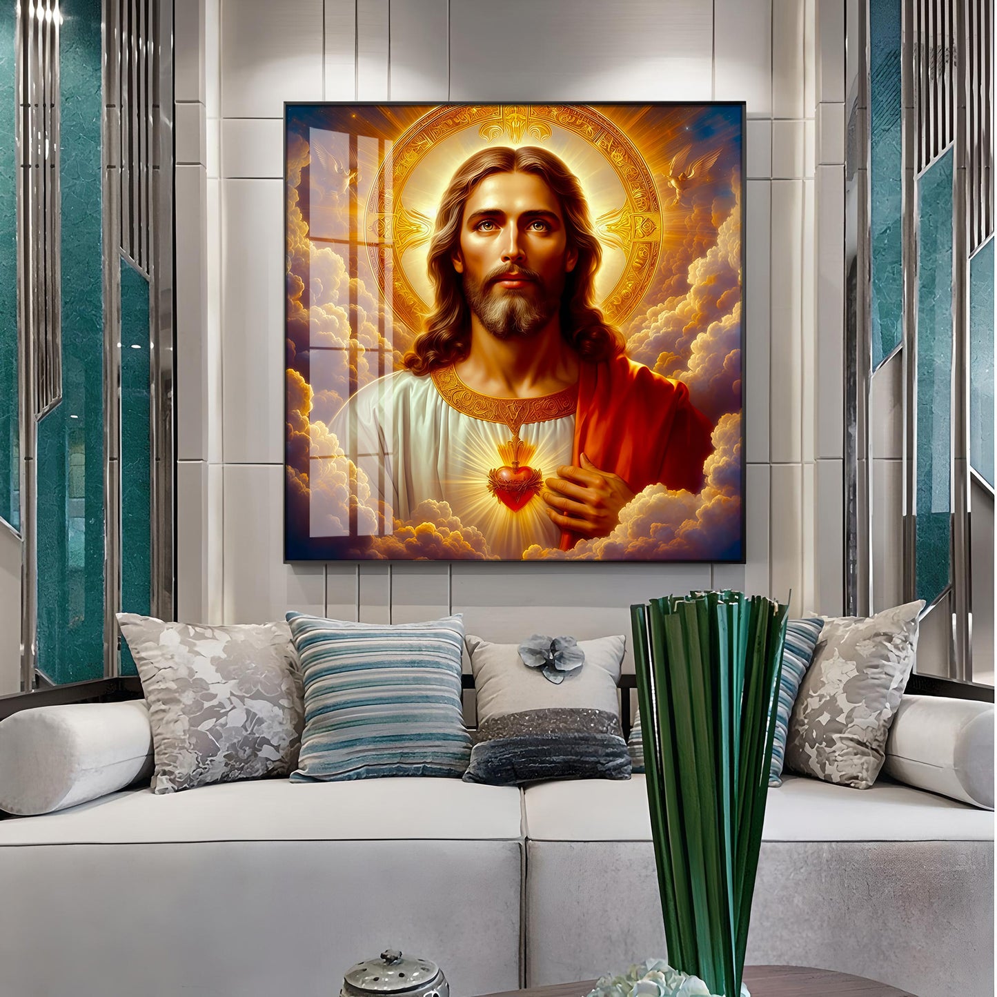Holy Jesus Premium Acrylic Square Wall Art