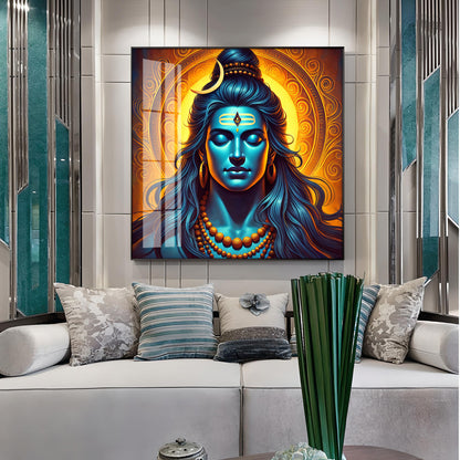 Shiv Bhole Baba Premium Acrylic Square Wall Art